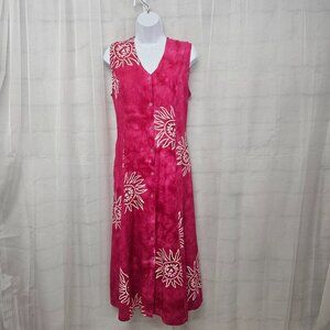 Sita Pink Tie Dye Sun Print Tie Back Midi/Maxi Dress Beach Tropical Sleeveless S